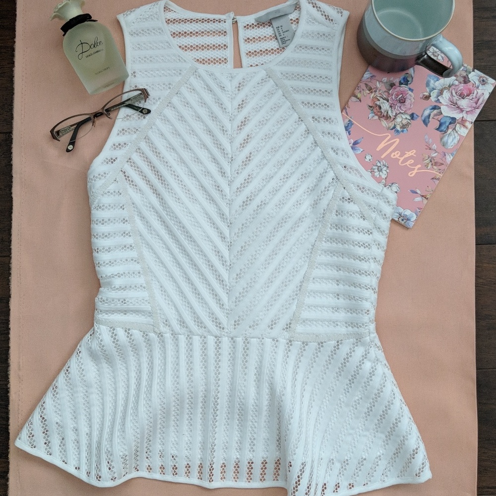 H&M peplum white net top